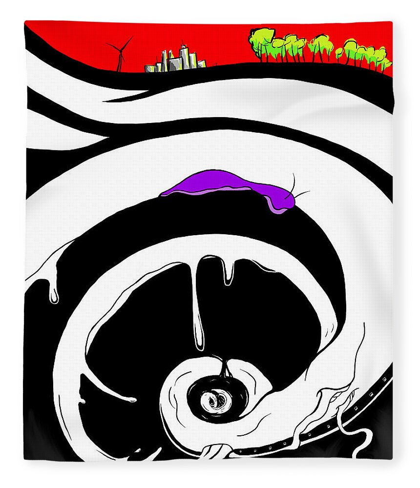 Caterpillar Fleece Blanket featuring the digital art Drained by Craig Tilley
