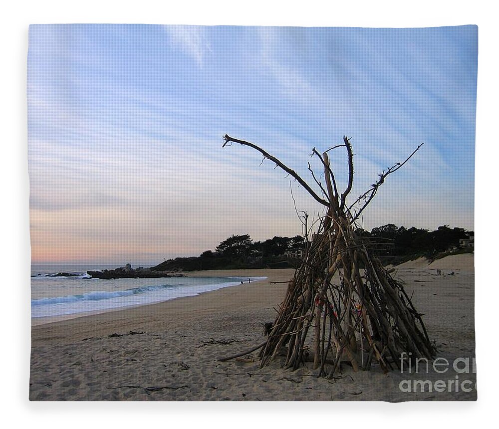 Beach Fleece Blanket featuring the photograph Driftwood Tipi by James B Toy