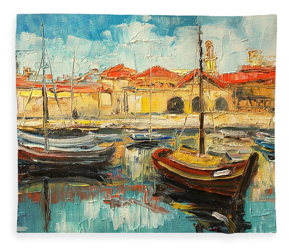 Dubrovnik Fleece Blanket featuring the painting Dubrovnik - Croatia by Luke Karcz