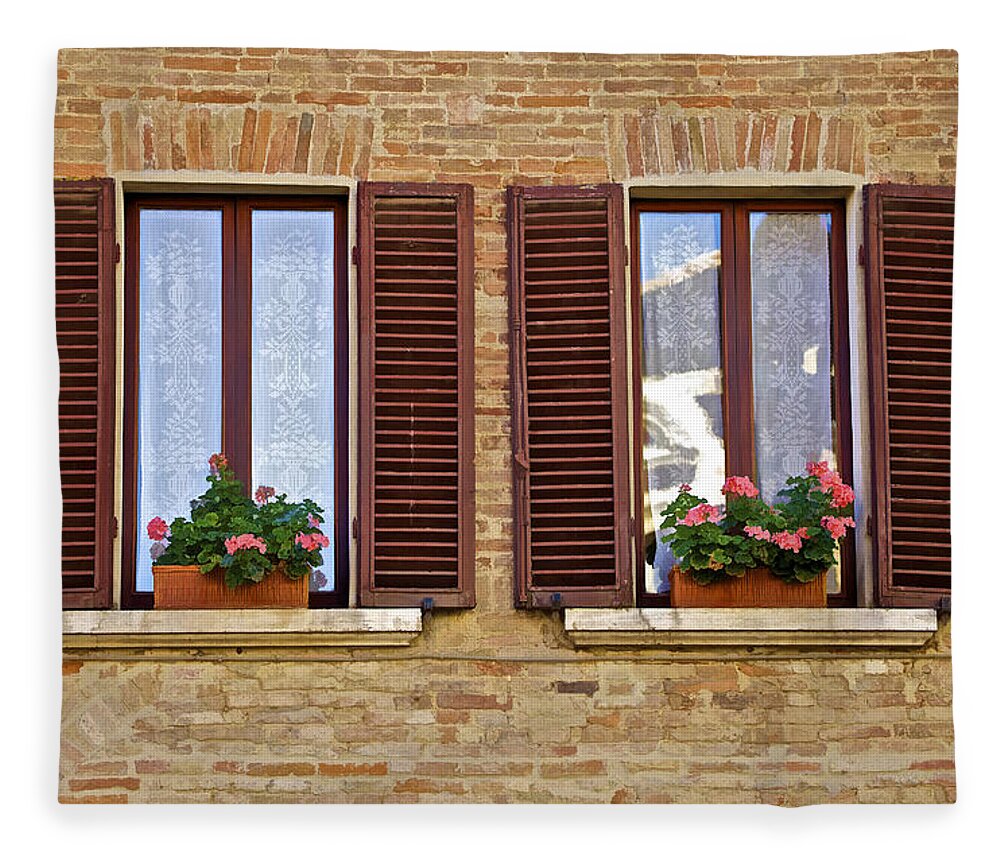 Art Fleece Blanket featuring the photograph Dueling Windows of Tuscany by David Letts