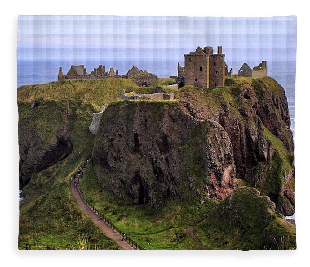 Scotland Fleece Blanket featuring the photograph Dunnottar Castle Panorama by Jason Politte