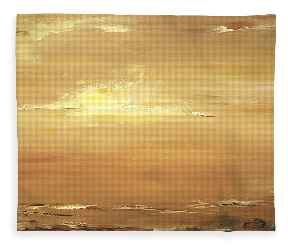 Costal Fleece Blanket featuring the painting Dusk by Tamara Nelson
