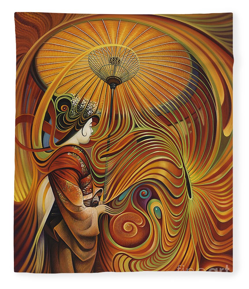 Dynamic Fleece Blanket featuring the painting Dynamic Oriental by Ricardo Chavez-Mendez