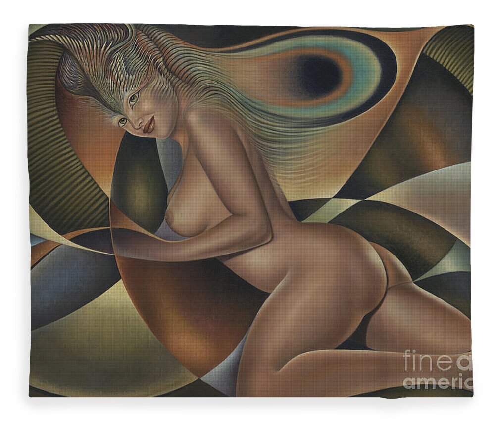 Nude-art Fleece Blanket featuring the painting Dynamic Queen 4 by Ricardo Chavez-Mendez