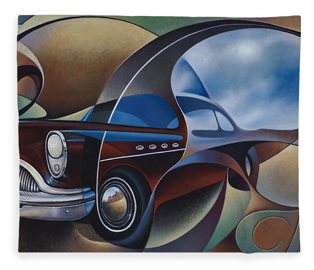 Route-66 Fleece Blanket featuring the painting Dynamic Route 66 by Ricardo Chavez-Mendez