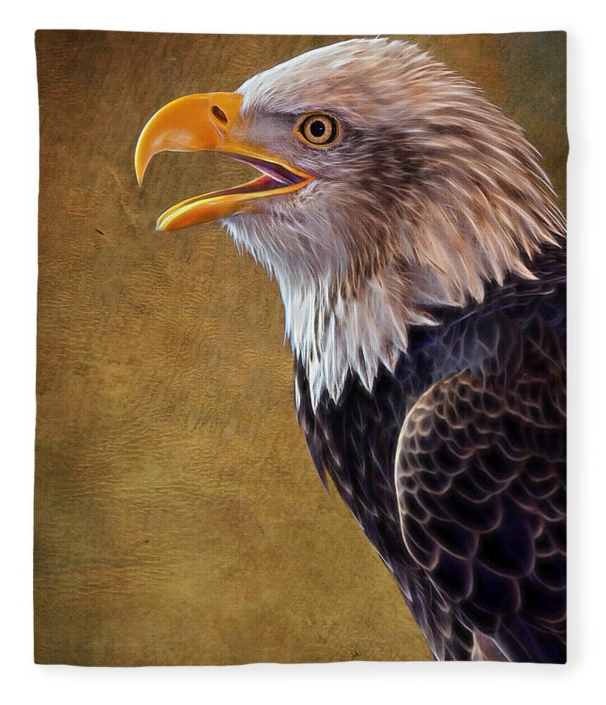 Eagle Fleece Blanket featuring the photograph Eagle On Lookout by Bill and Linda Tiepelman