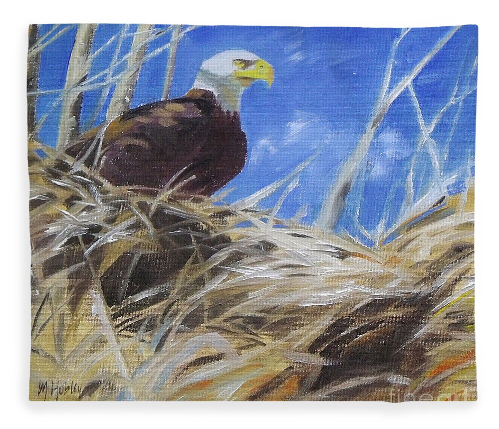 Eagle Fleece Blanket featuring the painting Eagles Nest by Mary Hubley