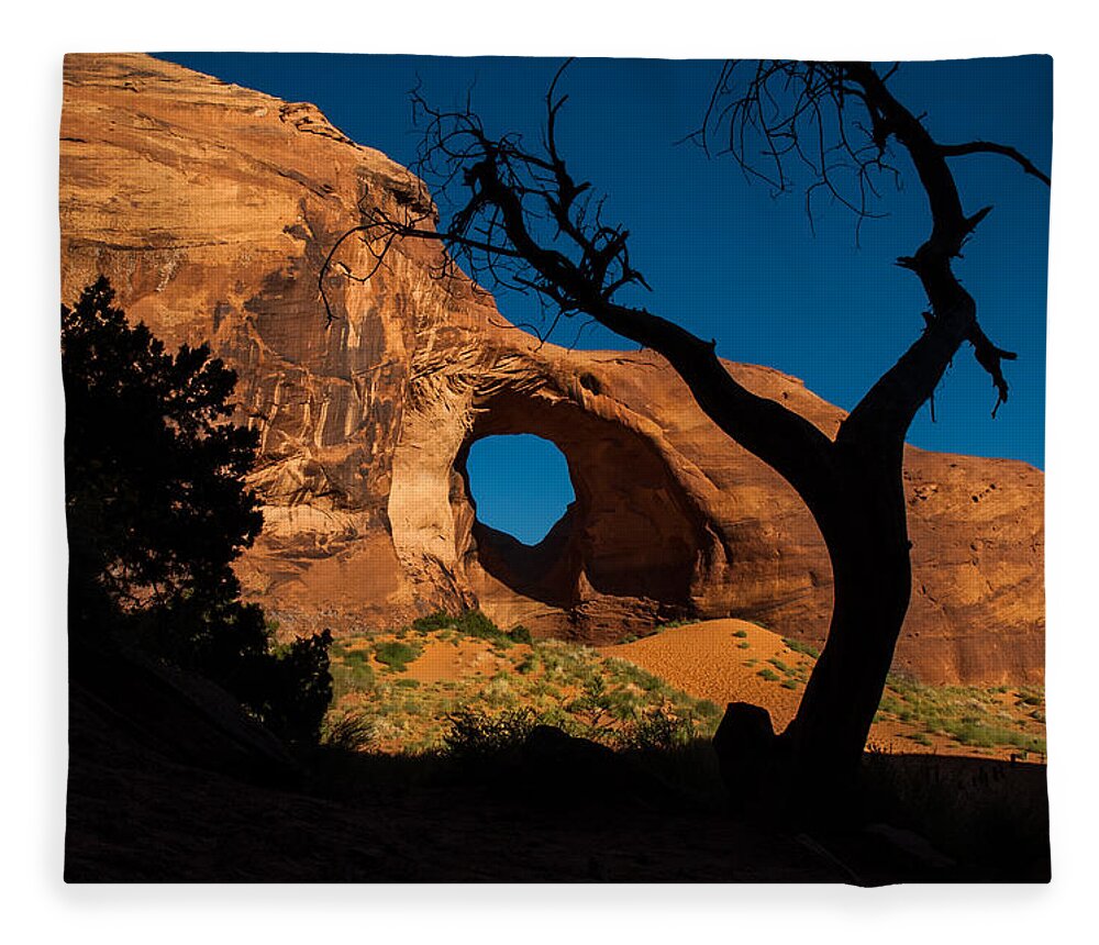 Monument Valley Fleece Blanket featuring the photograph Ear of the Wind by George Buxbaum