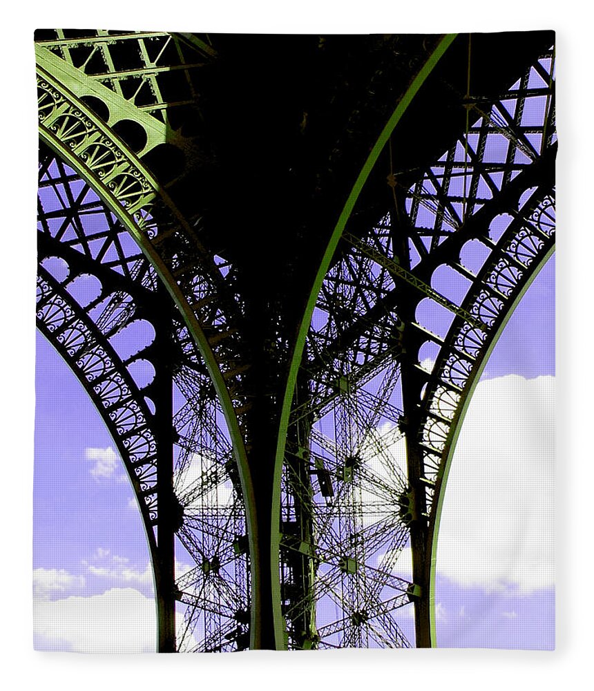 Paris Fleece Blanket featuring the photograph Eiffel Lace by Kathy Corday