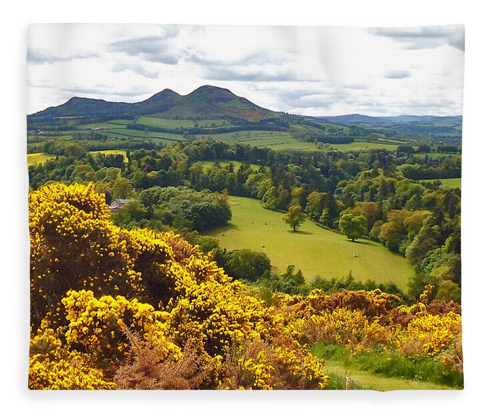 Eildon Hill Fleece Blanket featuring the photograph Eildon Hill - three peaks and a valley by Elena Perelman