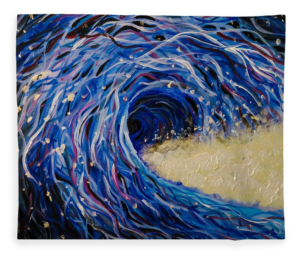 Waves Fleece Blanket featuring the painting Electric Wave by Joel Tesch
