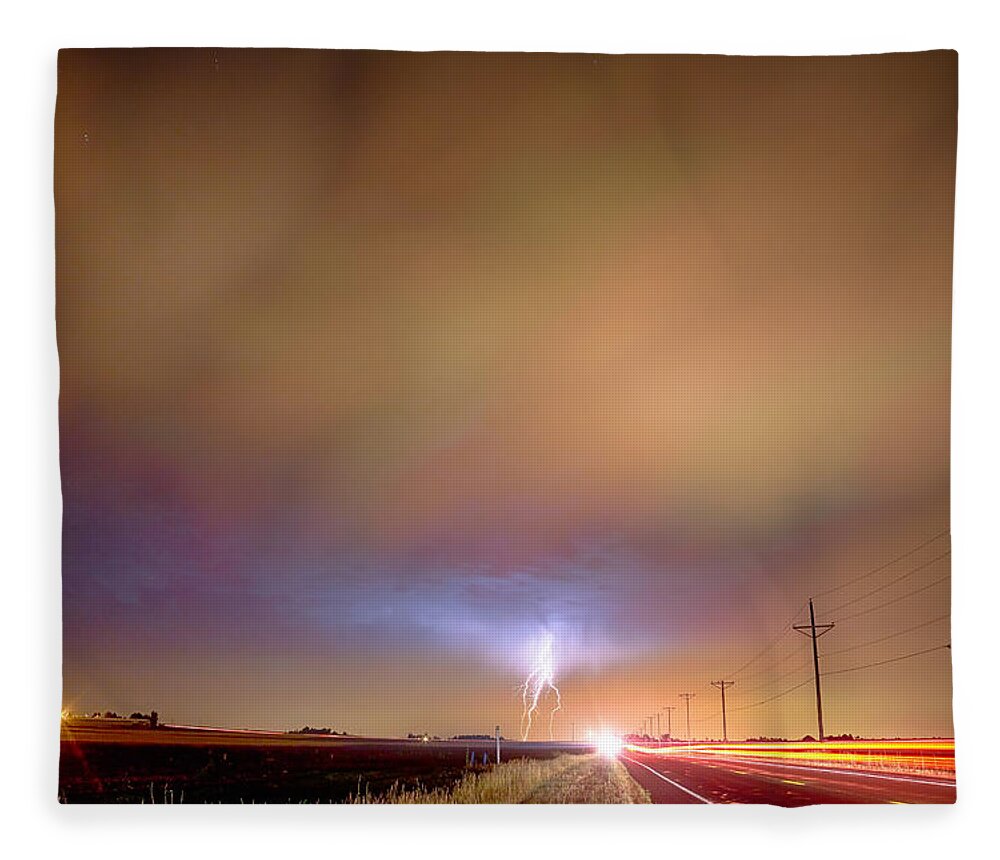 Lightning Fleece Blanket featuring the photograph Electrical Charged Green Lightning Thunderstorm by James BO Insogna