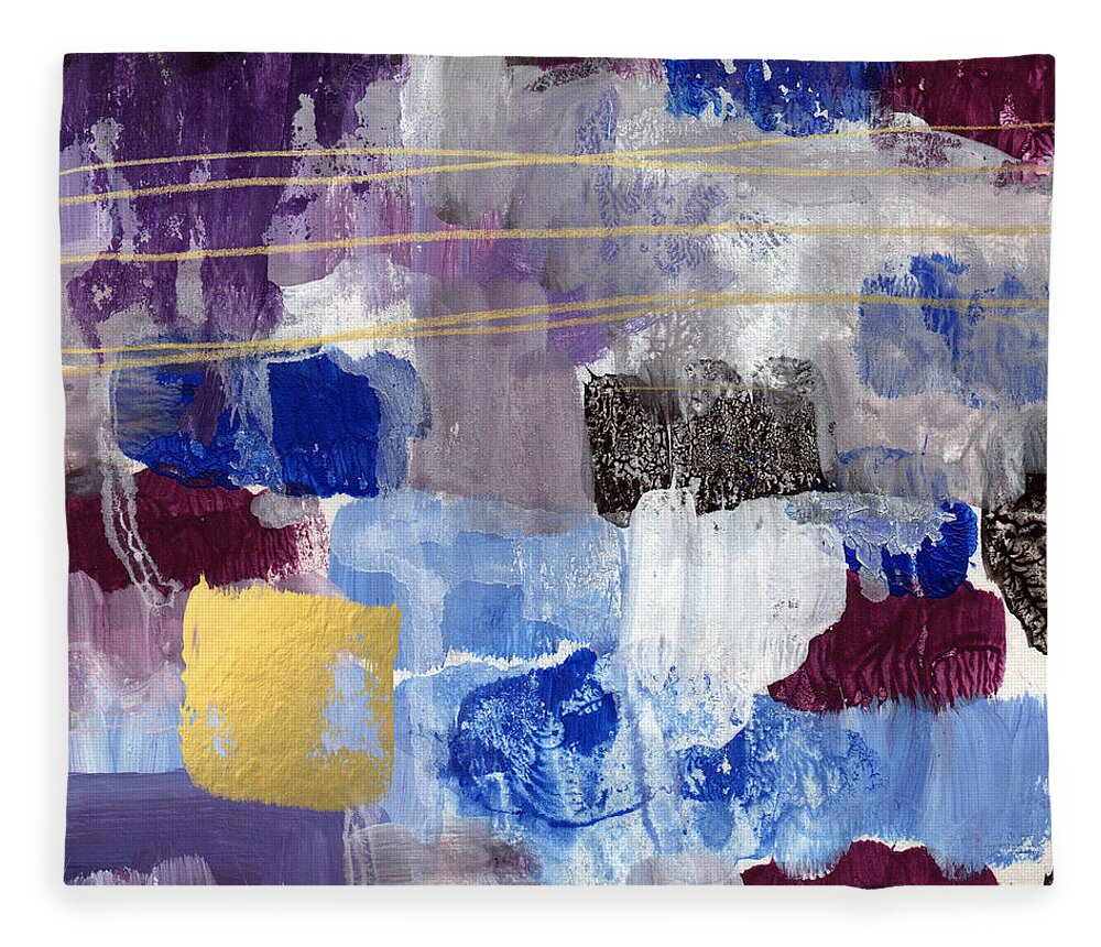 Contemporary Abstract Fleece Blanket featuring the painting Elemental- Abstract Expressionist Painting by Linda Woods
