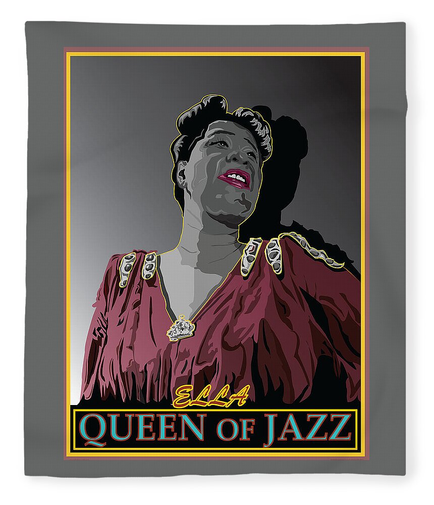Jazz Fleece Blanket featuring the digital art Ella Fitzgerald Jazz Singer by Larry Butterworth
