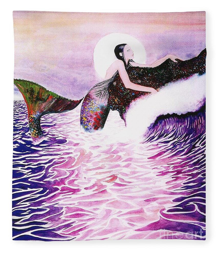 Ocean Fleece Blanket featuring the painting Empress of the Sea by Frances Ku