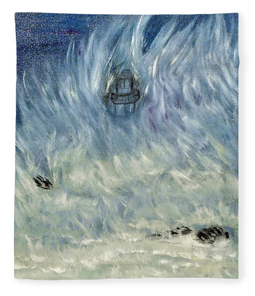 Lighthouse Fleece Blanket featuring the painting Engulfed Light House by Suzanne Surber
