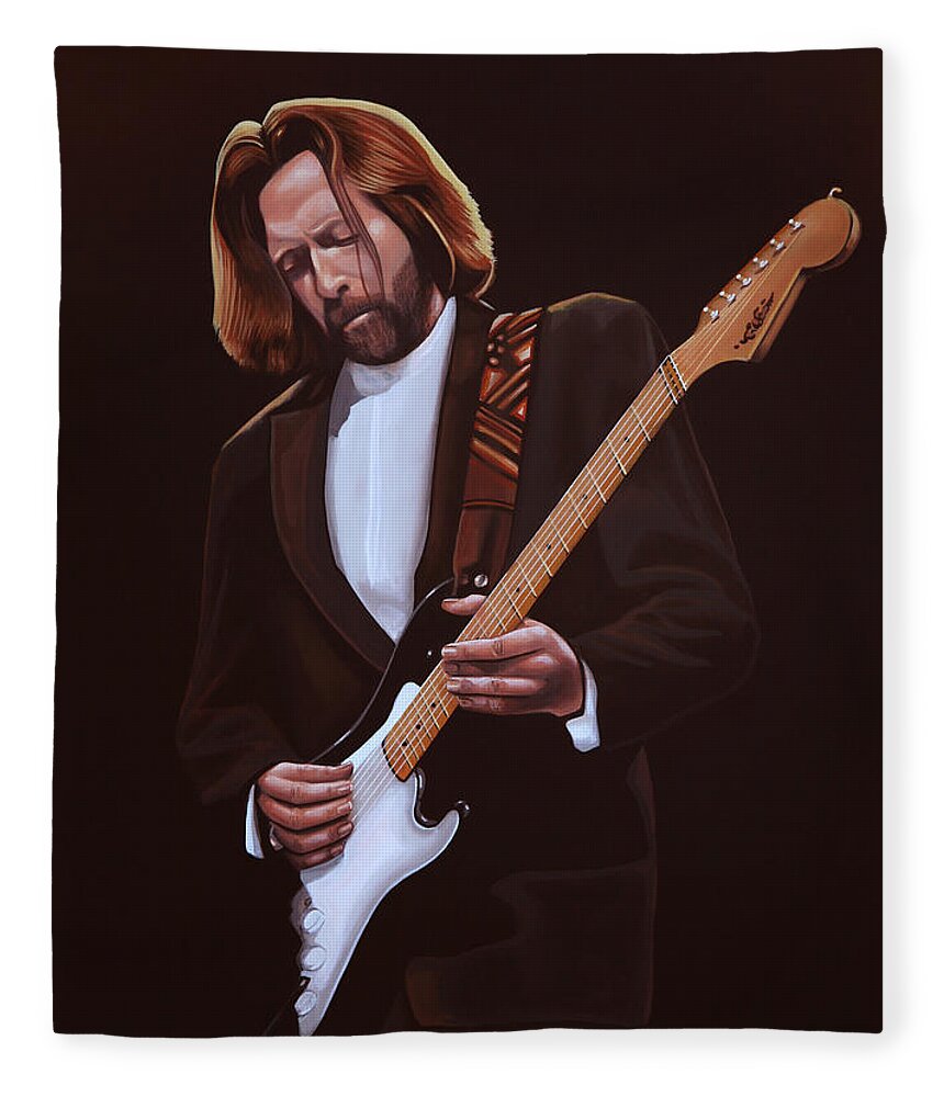 Eric Clapton Fleece Blanket featuring the painting Eric Clapton Painting by Paul Meijering