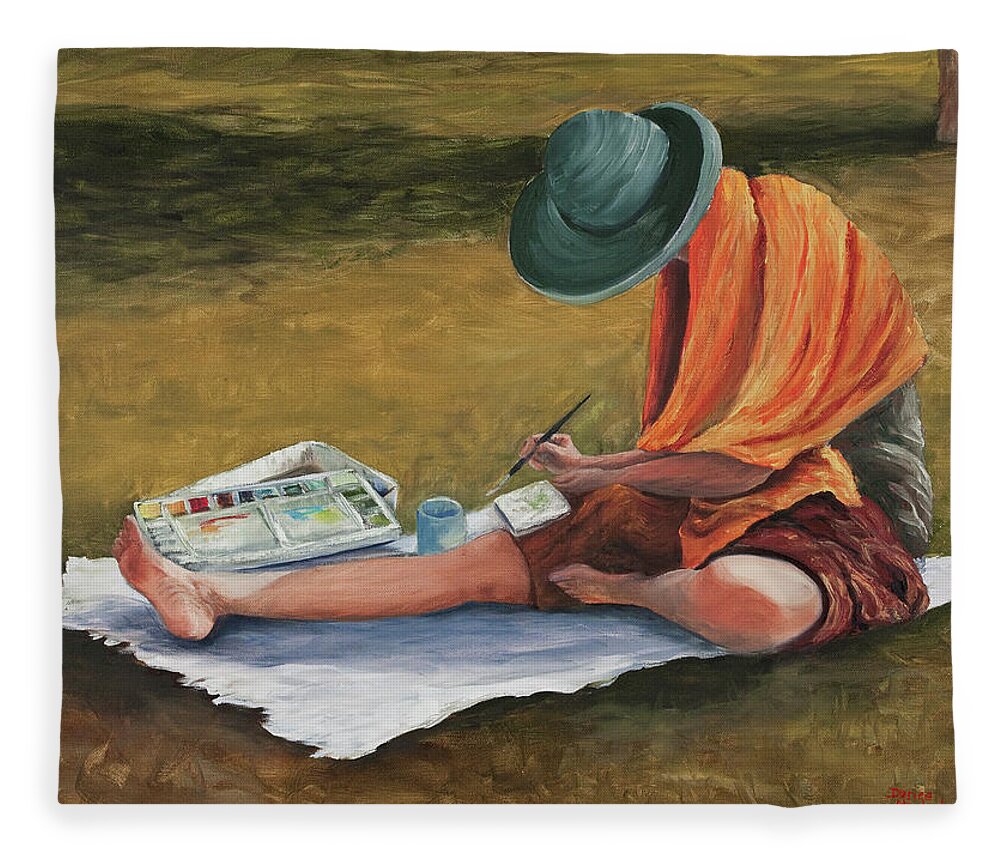 Artist Painting Fleece Blanket featuring the painting Eva by Darice Machel McGuire