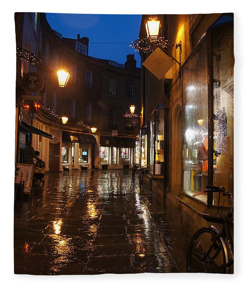 Night Street Of Cambridge Fleece Blanket featuring the photograph Evening after the rain by Elena Perelman