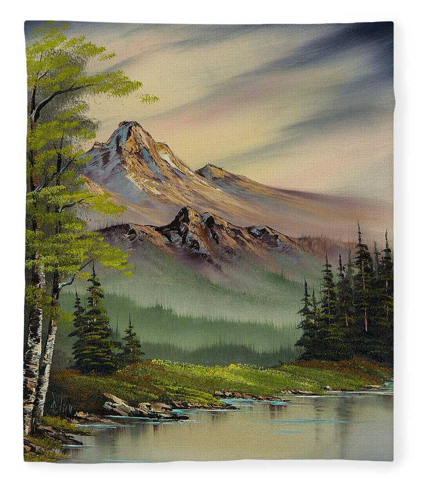 Landscape Fleece Blanket featuring the painting Evenings Peace by Chris Steele
