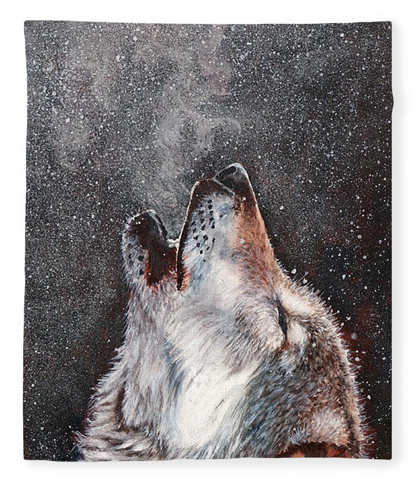 Wolf Fleece Blanket featuring the painting Every Breath I Take by Peter Williams