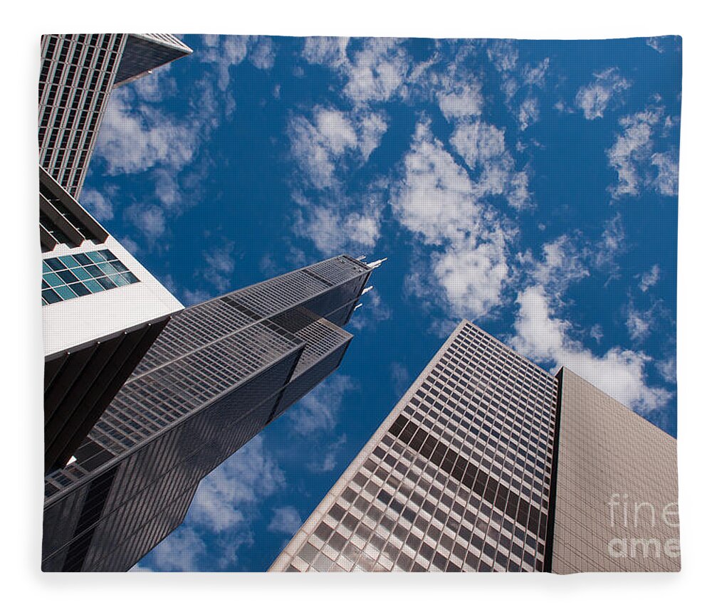 Chicago Downtown Fleece Blanket featuring the photograph ex Sears Tower Chicago by Dejan Jovanovic