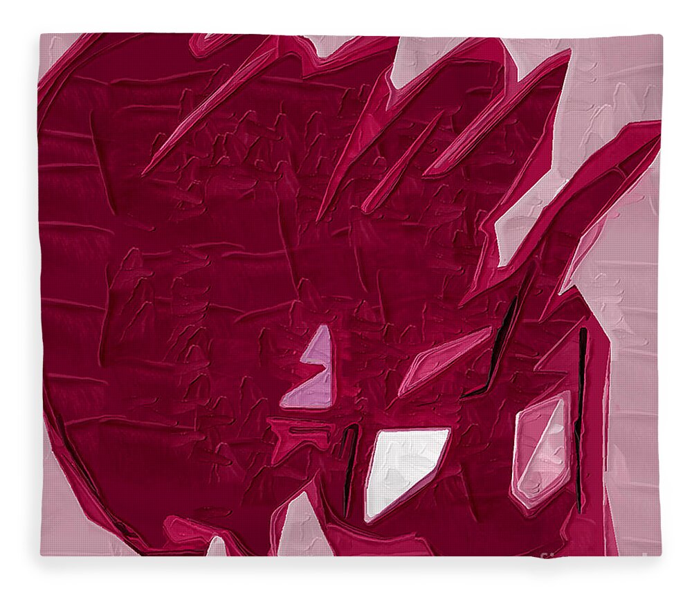Abstract Fleece Blanket featuring the painting Expression of Red by Kirt Tisdale