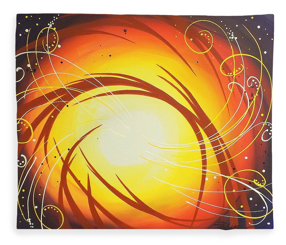 Abstract Fleece Blanket featuring the painting Eye of the Hurricane by Darren Robinson
