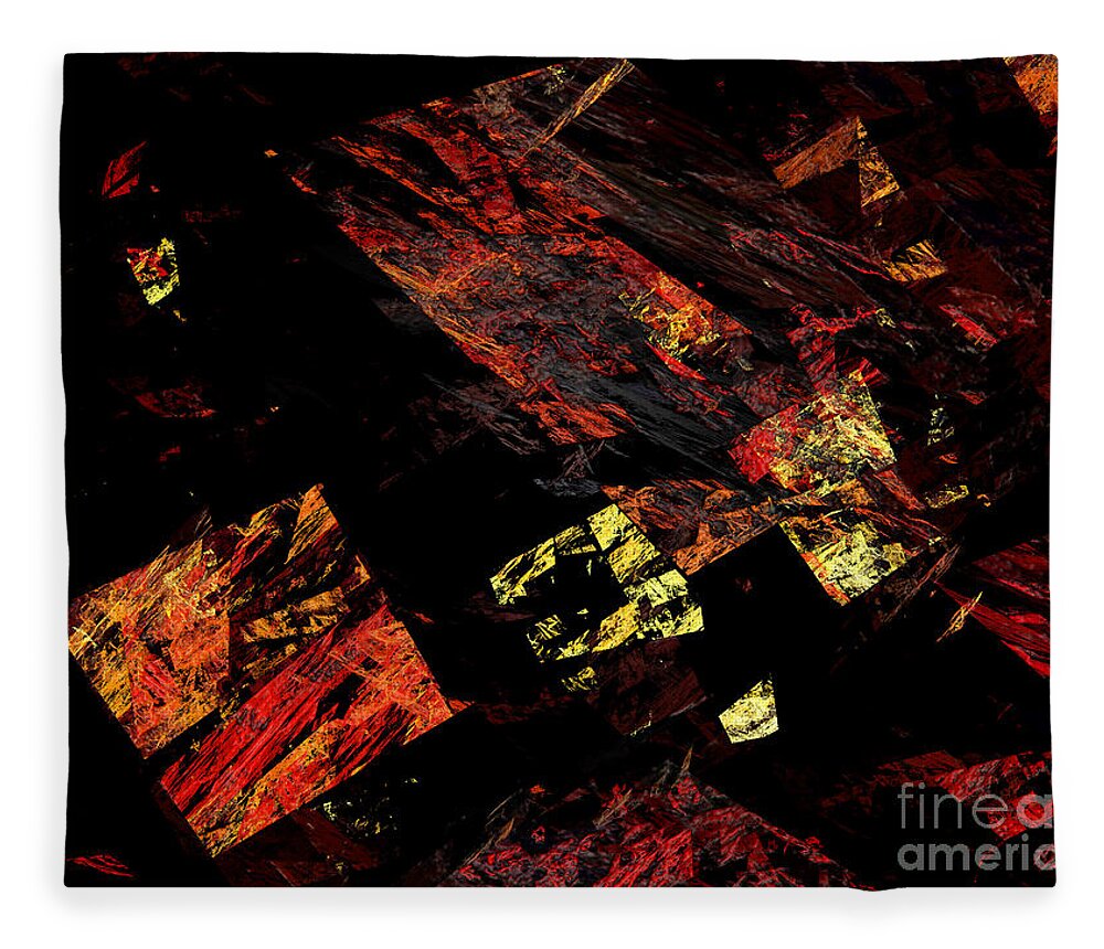 Abstract Fleece Blanket featuring the digital art Eye Of The Storm 4 - Flying Debris - Abstract - Fractal Art by Andee Design