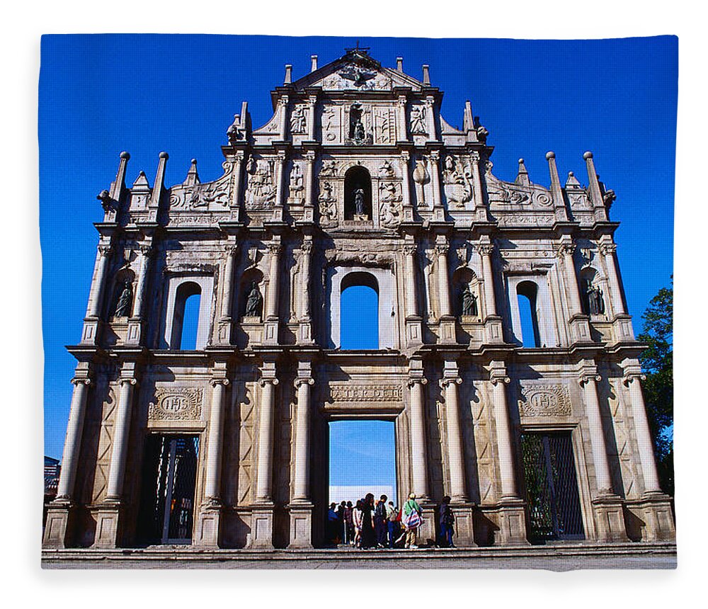 Macao Fleece Blanket featuring the photograph Facade Of Ruins Of Sao Paulo by Richard I'anson