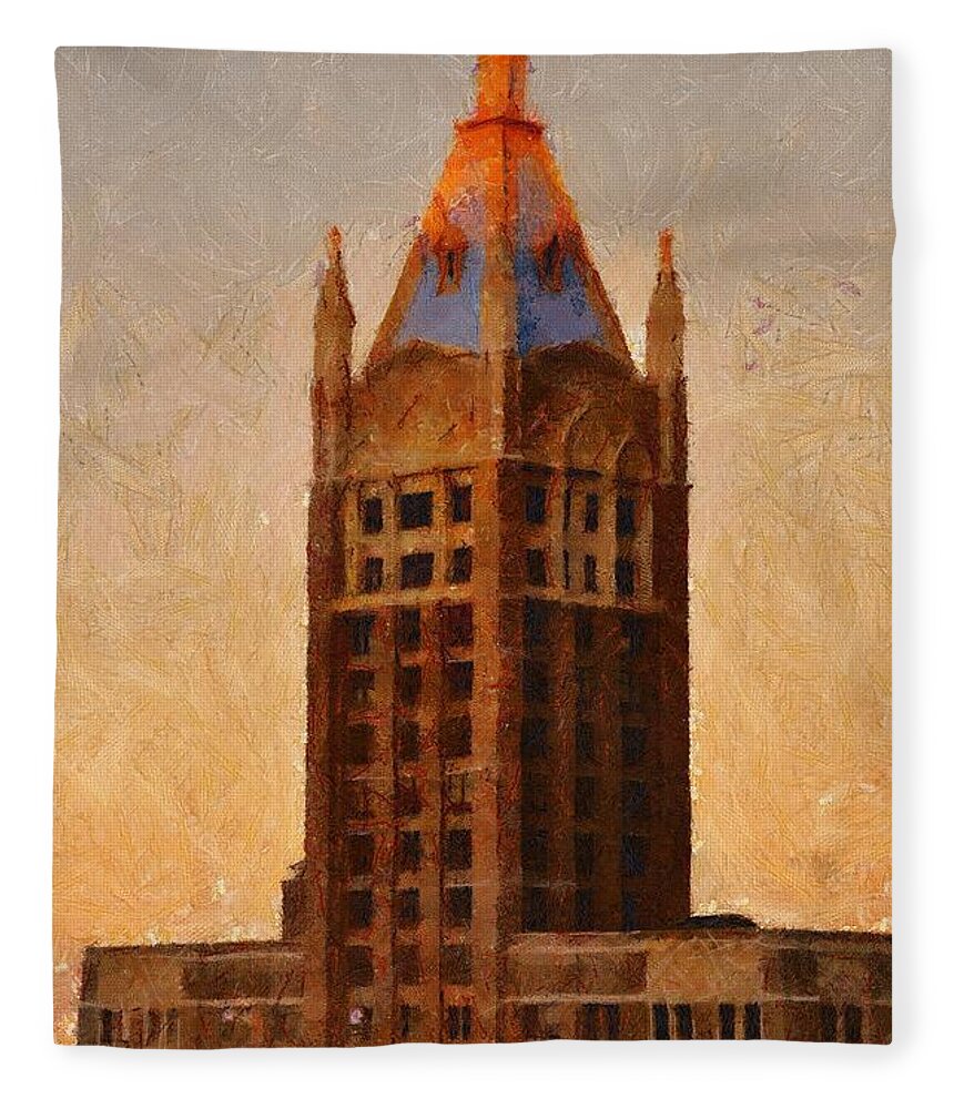 Architecture Fleece Blanket featuring the painting Fading Slowly Into Night by Jeffrey Kolker
