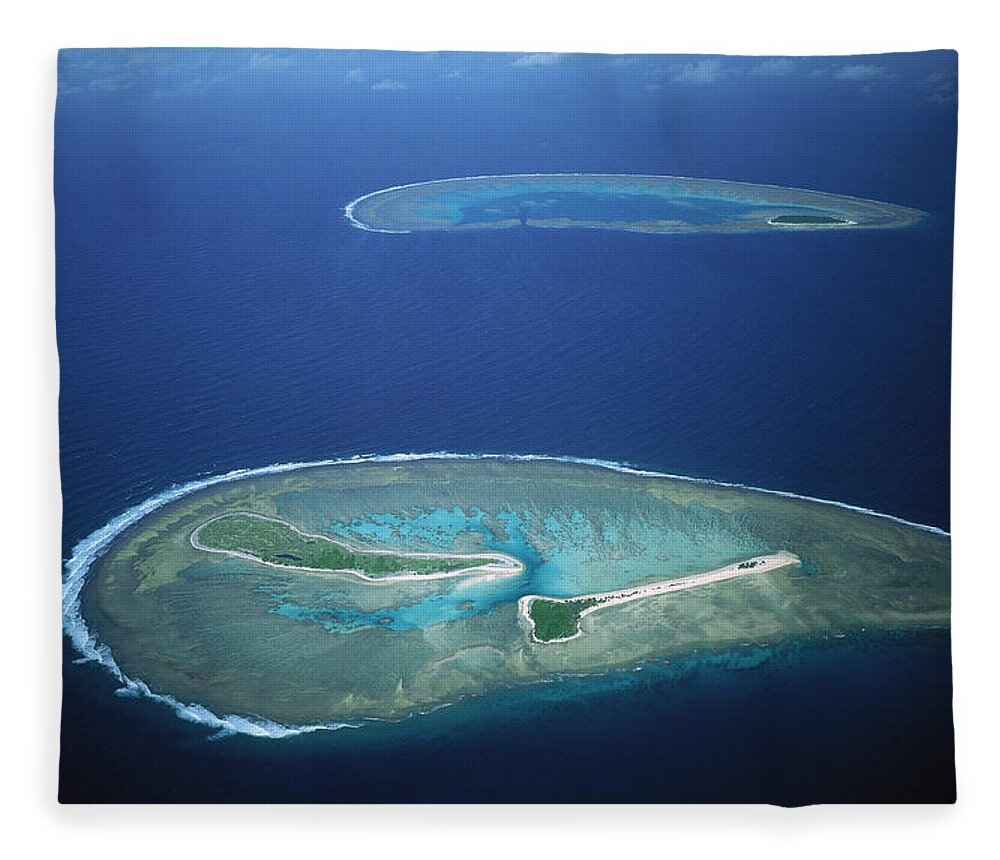 00250621 Fleece Blanket featuring the photograph Fairfax Reef And Lady Musgrave Island by D Parer and E Parer Cook