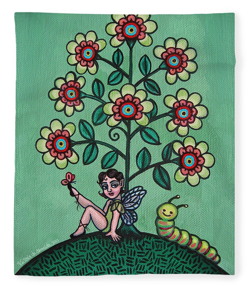 Fairy Fleece Blanket featuring the painting Fairy Series Katrina by Victoria De Almeida