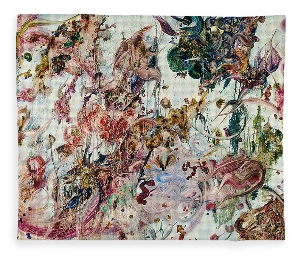 Abstract Fleece Blanket featuring the painting Fairytale Kingdom by Christopher Schranck