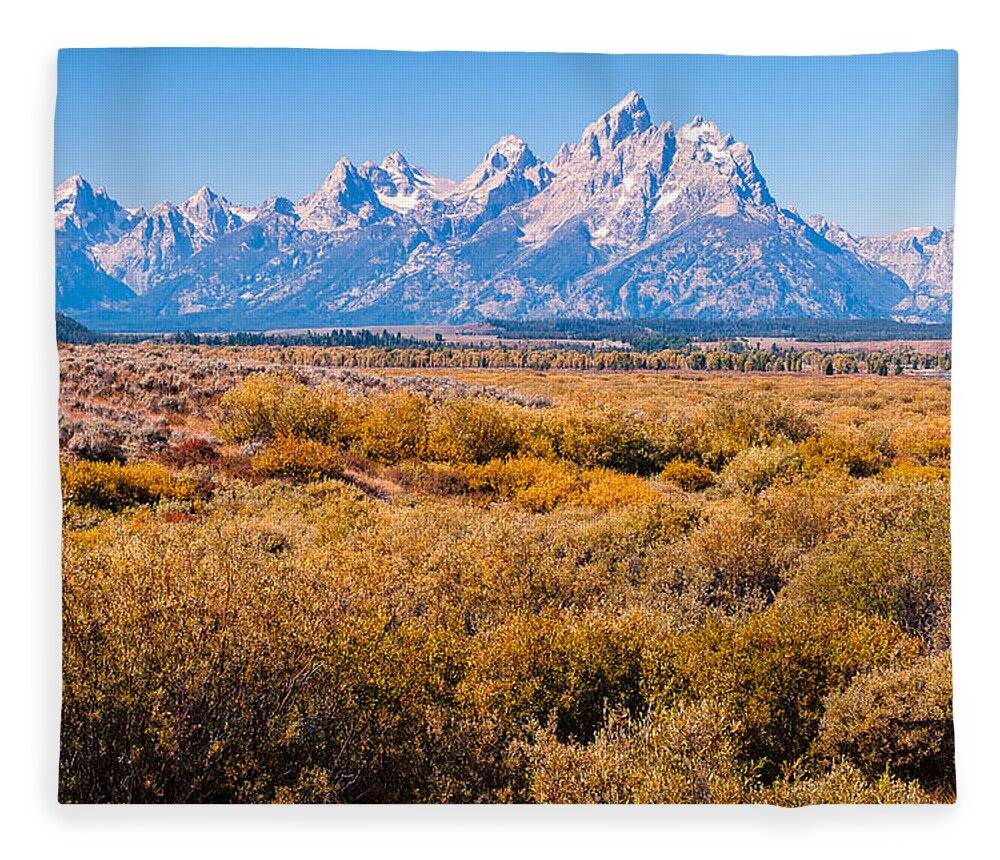 Tetons Fleece Blanket featuring the photograph Fall Colors in the Tetons  by Lars Lentz