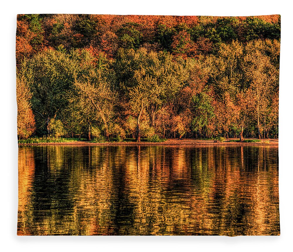 St. Croix River Fleece Blanket featuring the photograph Fall Foliage by Adam Mateo Fierro