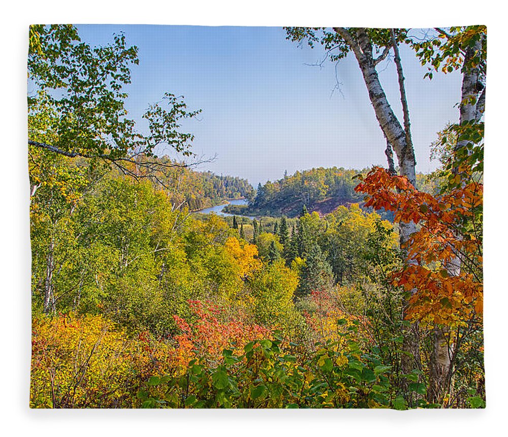 Tree Fleece Blanket featuring the photograph Fall in Gooseberry State Park by John M Bailey