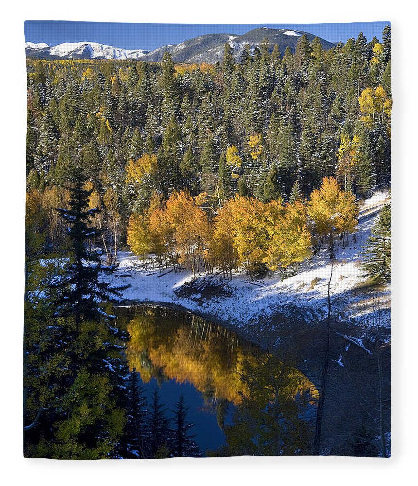 Red River Fleece Blanket featuring the photograph Fall Reflections On Bobcat Pass by Ron Weathers