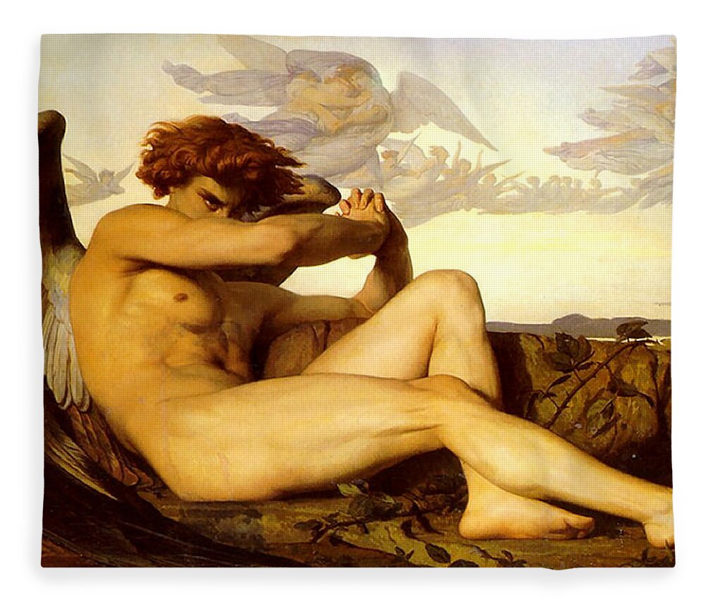 Alexandre Cabanel Fleece Blanket featuring the painting Fallen Angel by Alexandre Cabanel