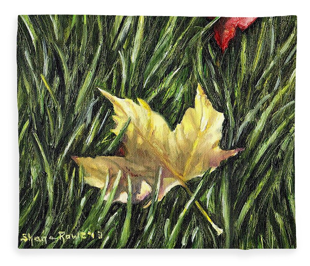 Fall Fleece Blanket featuring the painting Fallen from Grace by Shana Rowe Jackson