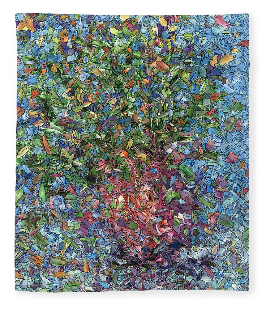 Flowers Fleece Blanket featuring the painting Falling Flowers by James W Johnson