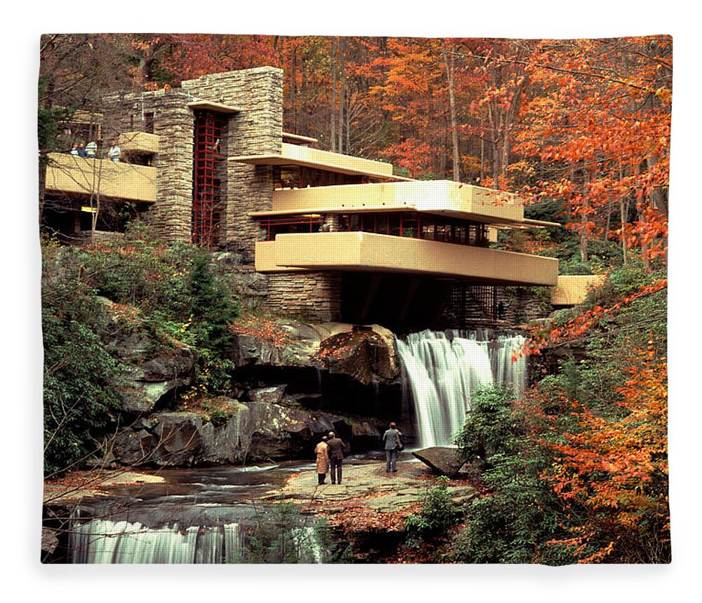 Allegheny Mountains Fleece Blanket featuring the photograph Fallingwater House At Bear Run by Theodore Clutter