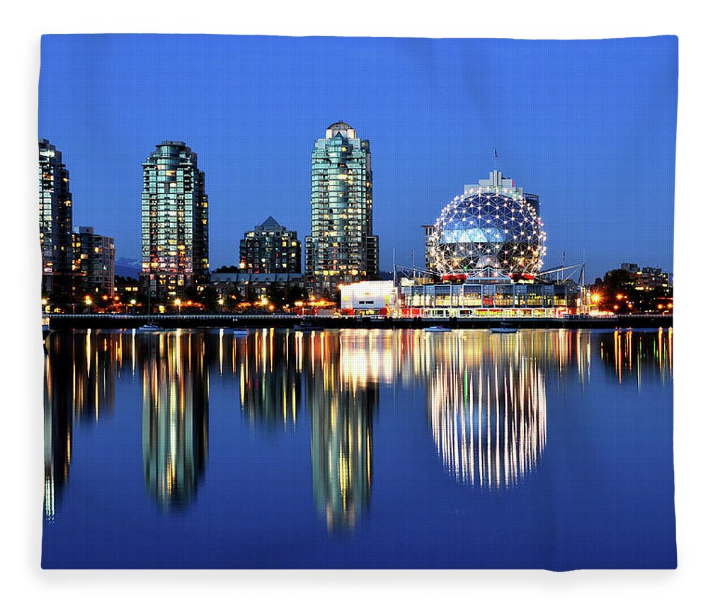 False Creek Fleece Blanket featuring the photograph False Creek - Blue Hour by Leuntje