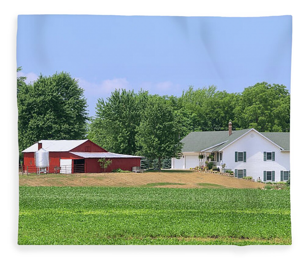 Panoramic Fleece Blanket featuring the photograph Farm by Fstoplight