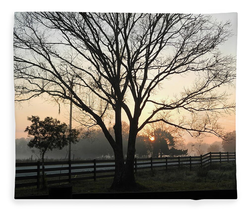 Sunrise Fleece Blanket featuring the photograph Farm Sunrise by George Pedro