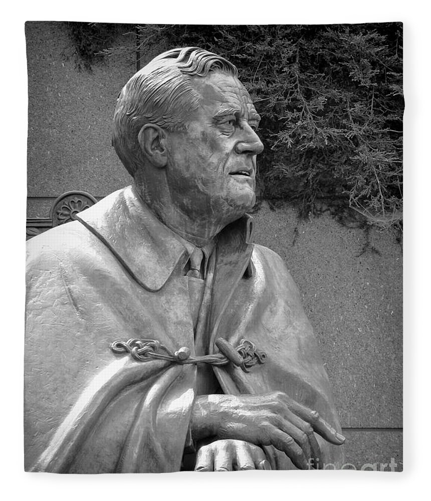 Washington Fleece Blanket featuring the photograph FDR Statue at FDR Memorial by William Kuta