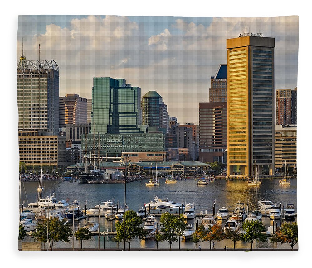 Baltimore Inner Harbor Fleece Blanket featuring the photograph Federal Hill View To The Baltimore Skyline by Susan Candelario
