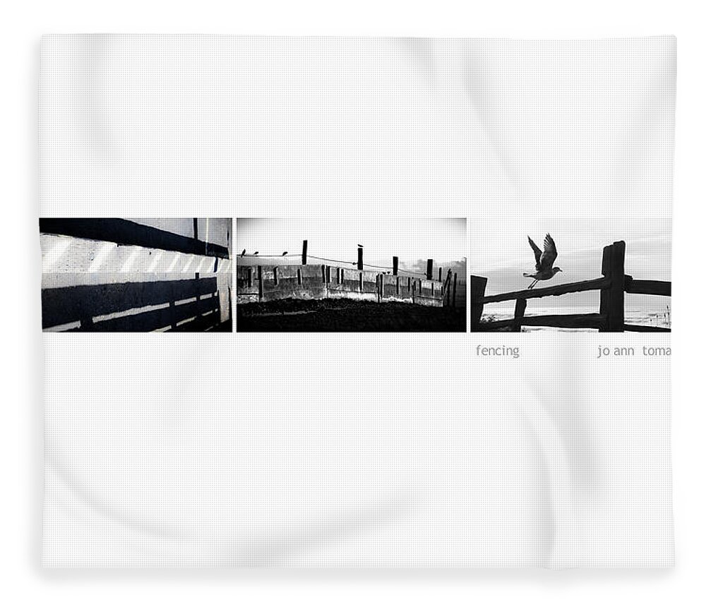 Fencing-triptych-art Fleece Blanket featuring the photograph Fencing Triptych Image Art by Jo Ann Tomaselli