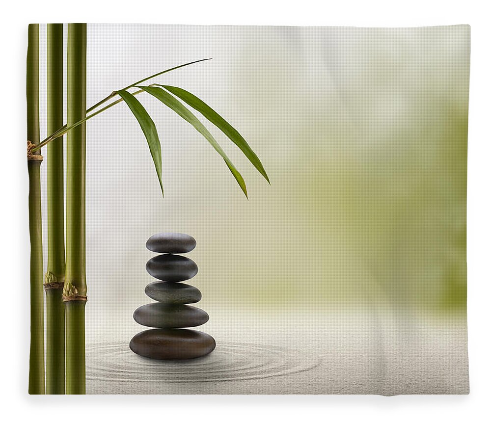 Bamboo Fleece Blanket featuring the photograph Feng Shui Solitude by Pixhook