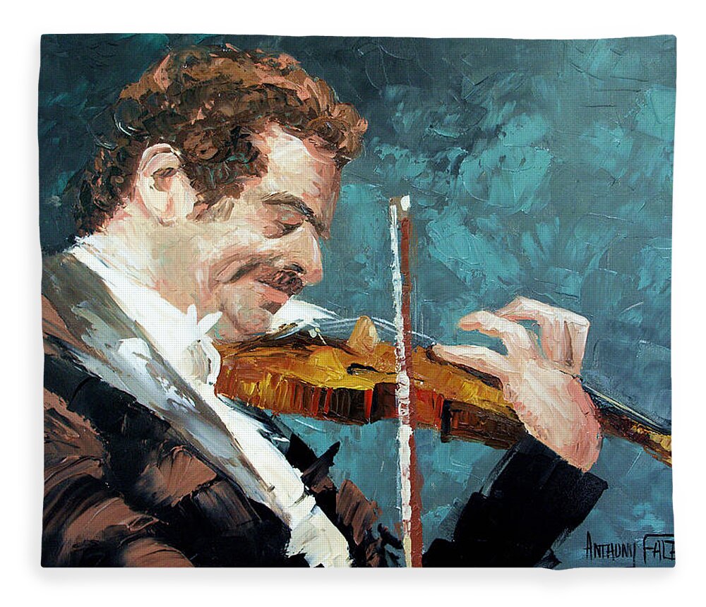 Fiddling Around Framed Prints Fleece Blanket featuring the painting Fiddling Around by Anthony Falbo
